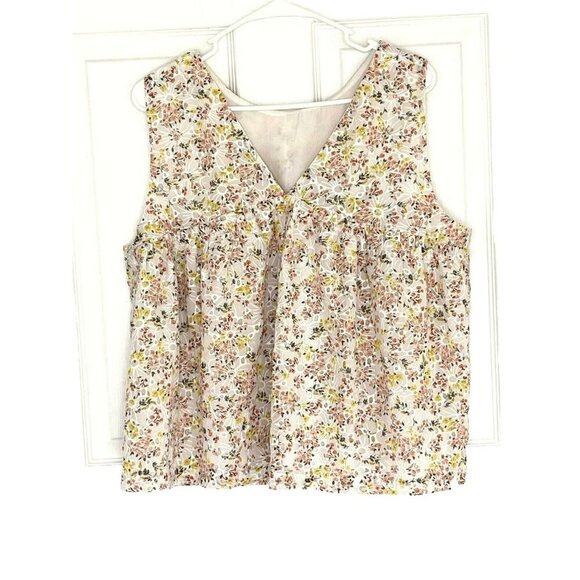 Loft Plus Cropped Eyelet Tank sz 16 Sheer Lined Cottagecore Bloomcore Fairy - Picture 2 of 7
